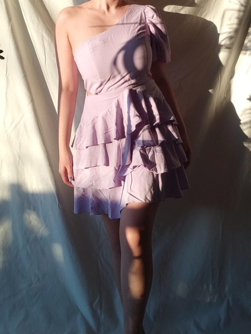 Do+Be Lilac Ruffled One Shoulder Mini Dress - Picture 2 of 8